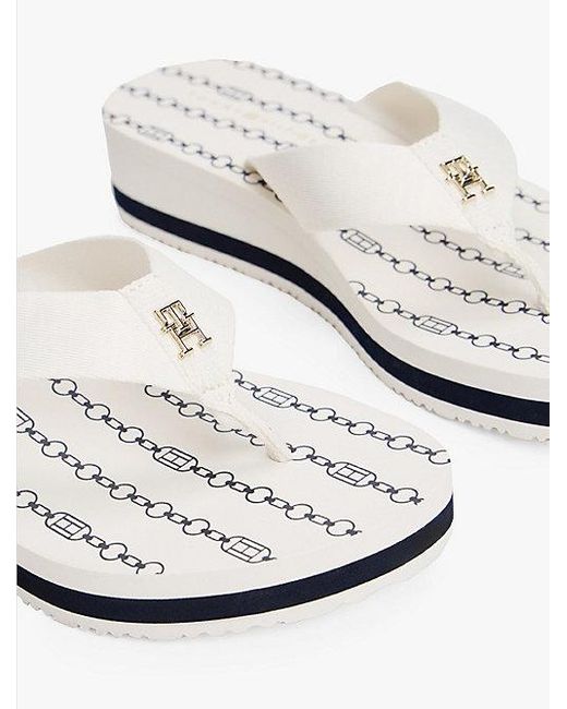 Tommy Hilfiger Teenslipper Met Sleehak En Th-Monogram in het White