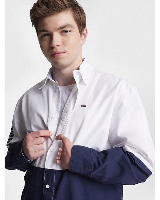 Tommy Hilfiger Adaptive Archive Relaxed Colour-blocked Overhemd in het White voor heren