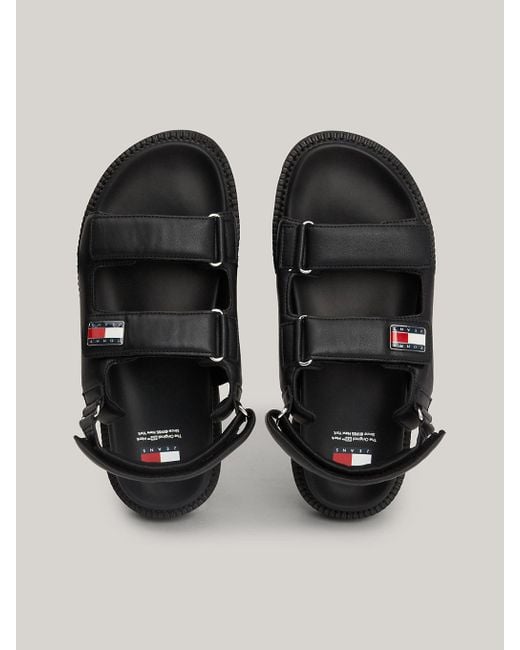 Tommy Hilfiger Black Cleat Strap Flat Sandals