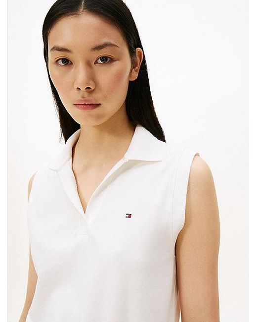Polo Sin Mangas De Corte Amplio Tommy Hilfiger de color White