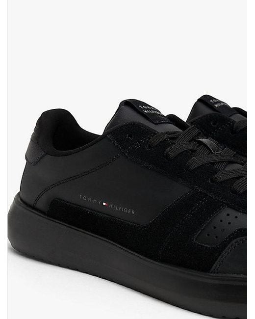 Tommy Hilfiger Leren Sneaker Met Fijne Profielzool in het Black voor heren