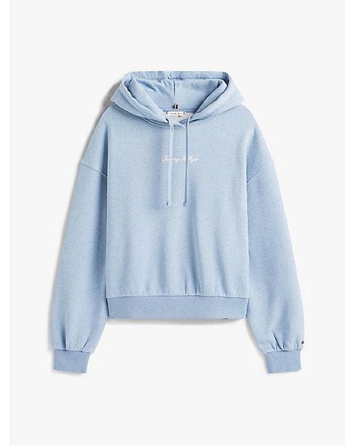 Tommy Hilfiger Relaxed Fit Hoodie Met Getextureerd Logo in het Blue