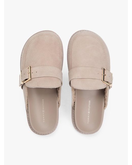 Tommy Hilfiger Multicolor Th Monogram Buckle Suede Mules