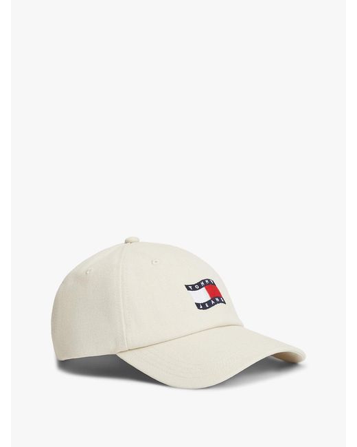 Tommy Hilfiger White Wavy Flag Canvas Baseball Cap