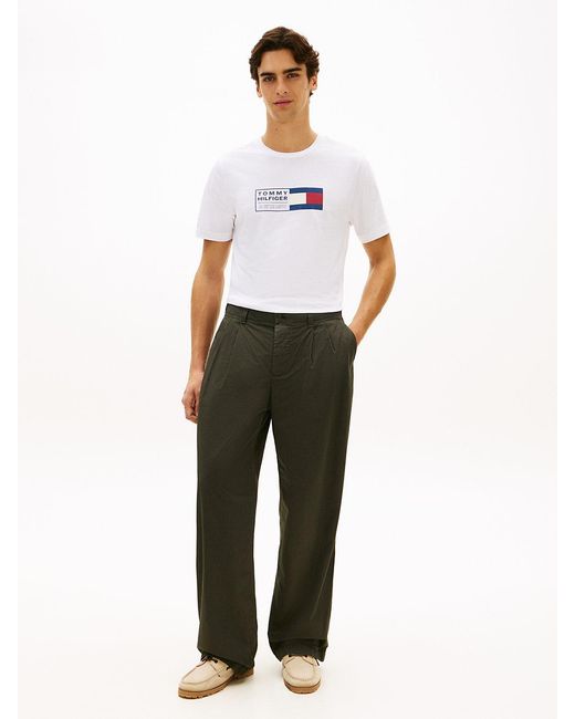 Tommy Hilfiger White Logo Jersey Crew Neck T-Shirt for men