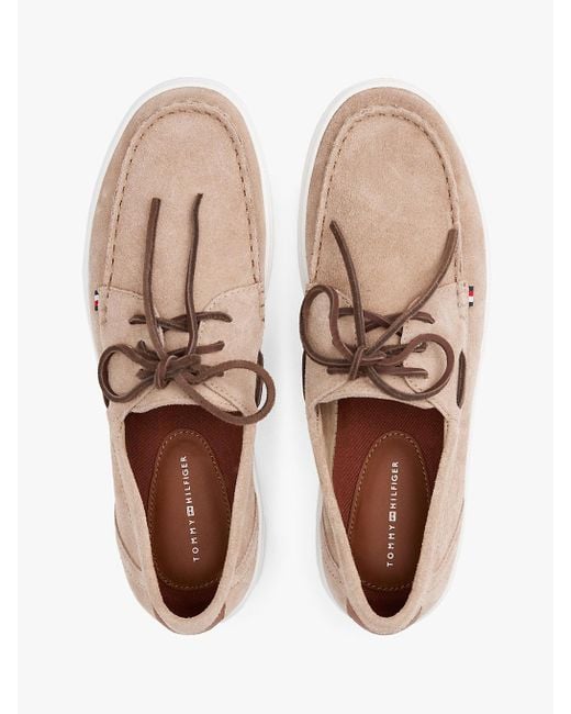 Tommy Hilfiger White Lace-up Suede Hybrid Boat Shoes for men