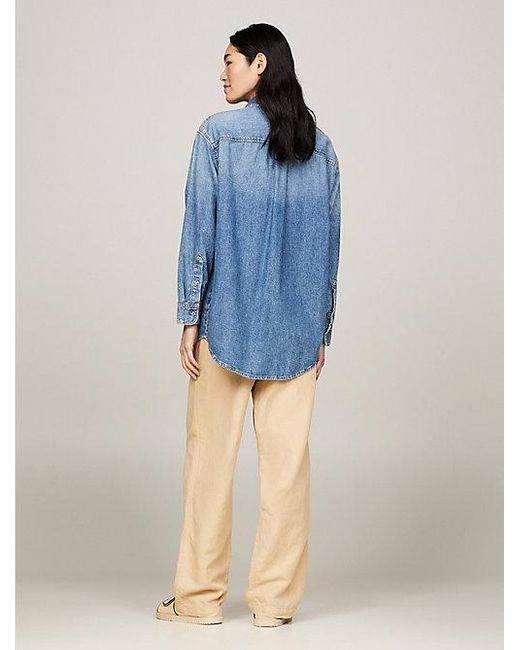 Tommy Hilfiger Blue Relaxed Oversized Fit Jeans-Bluse
