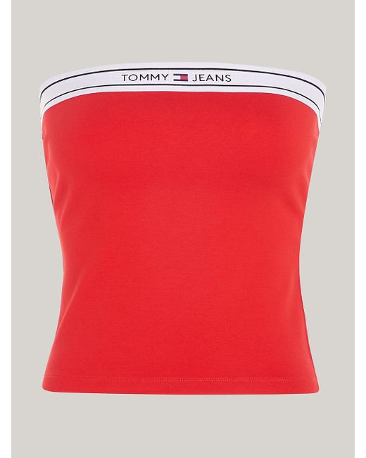 Haut bandeau à bande de logo Tommy Hilfiger en coloris Red