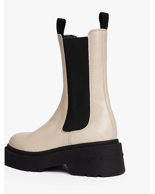 Tommy Hilfiger Leren Chelsea Boot Met Profielzool in het White