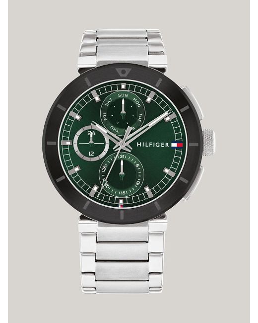 Tommy Hilfiger Gray Green Dial Stainless Steel Chain-link Watch for men