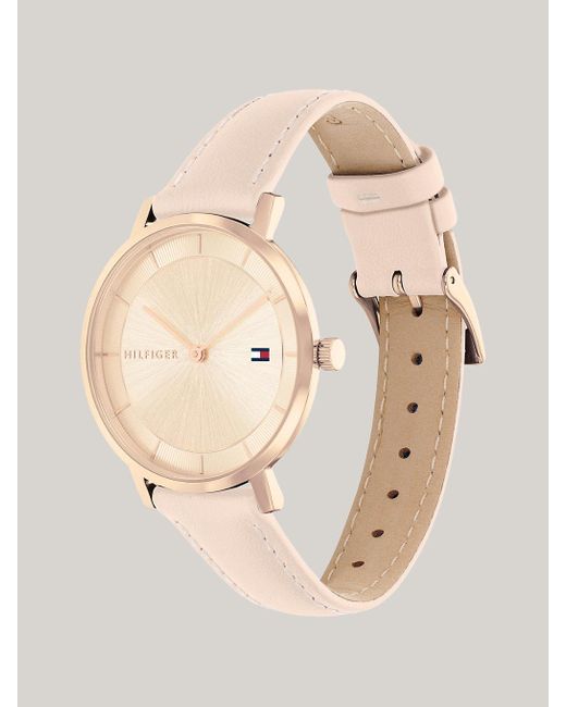 Tommy Hilfiger Natural Ionic Carnation Gold-plated Leather Strap Watch