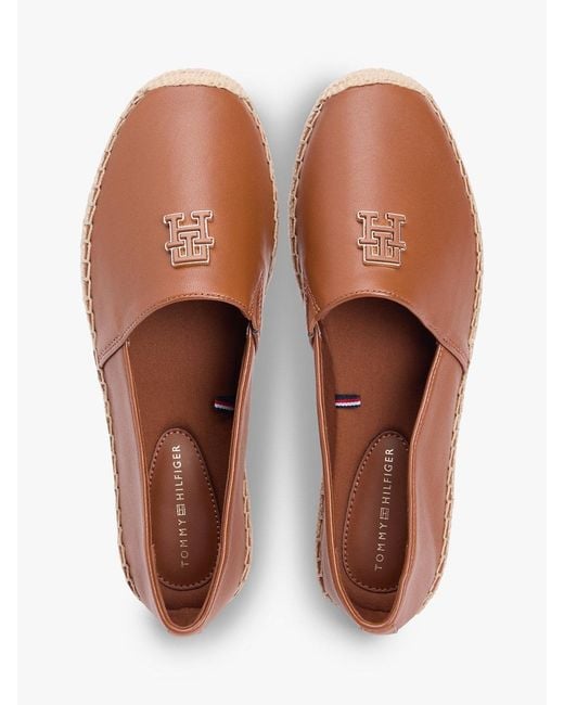 Tommy Hilfiger Brown Th Monogram Leather Espadrilles
