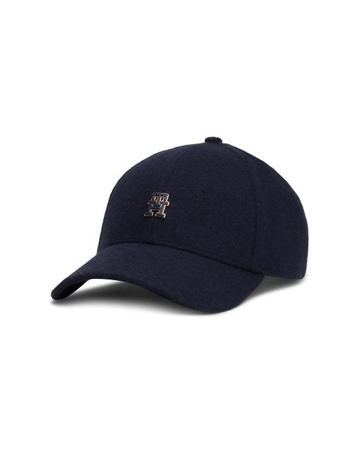 Tommy Hilfiger Blue Th Monogram Wool Blend Baseball Cap