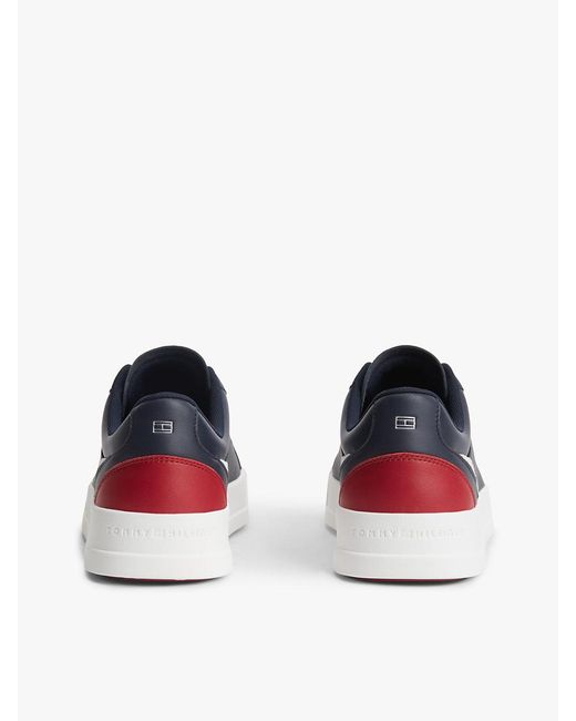 Tommy Hilfiger Blue Signature Colour-Blocked Leather Court Trainers for men