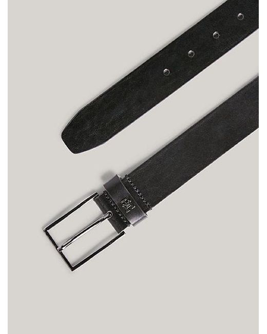Cinturón de piel con hebilla cuadrada Tommy Hilfiger de hombre de color Black