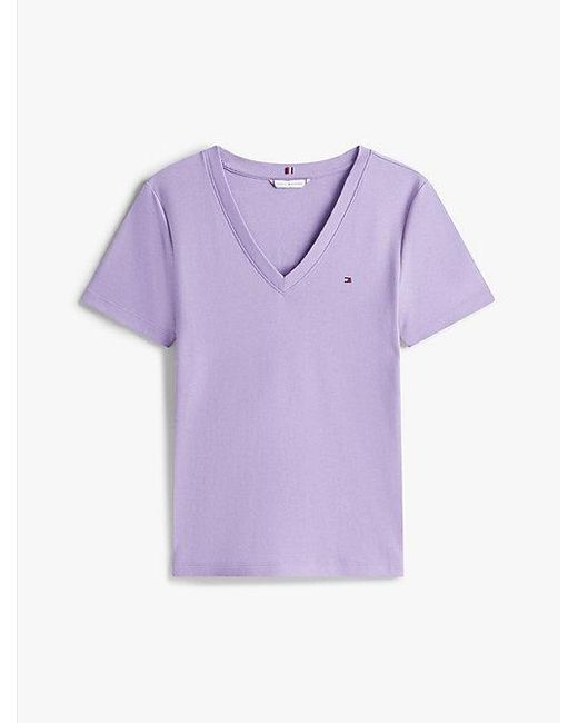 Tommy Hilfiger Slim Fit T-Shirt Met V-Hals in het Purple