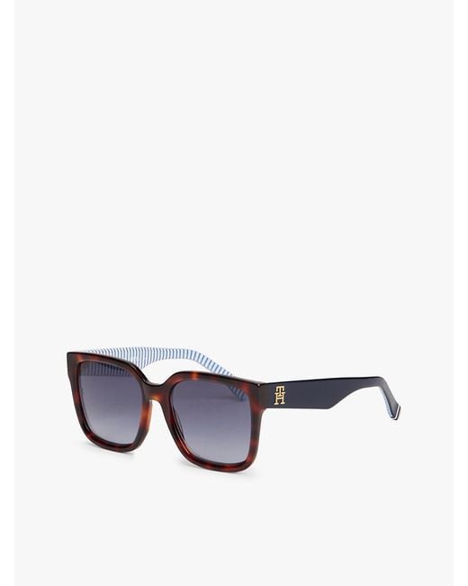 Tommy Hilfiger White Th Monogram Polarised Square Sunglasses