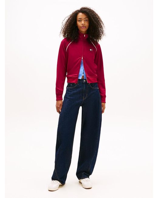 Tommy Hilfiger Red Tommy Badge Interlock Knit Track Jacket