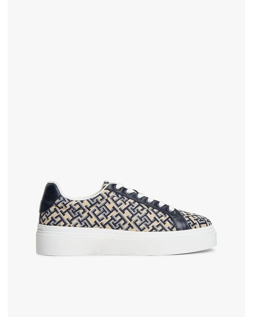 Tommy Hilfiger White Th Monogram Platform Textile Trainers