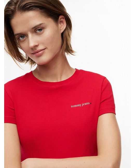 Tommy Hilfiger Red Logo Slim Jersey T-Shirt
