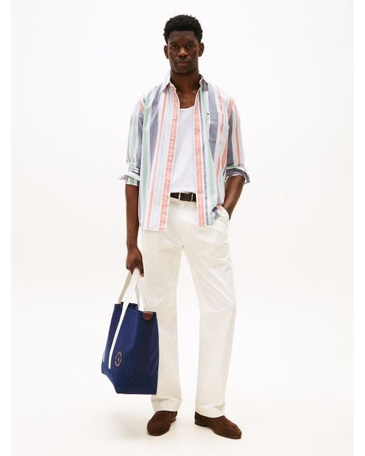 Chemise À Rayures En Coton Oxford Tommy Hilfiger pour homme en coloris White
