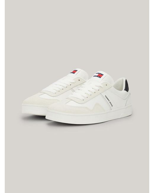 Tommy Hilfiger White Retro Suede Cupsole Trainers for men