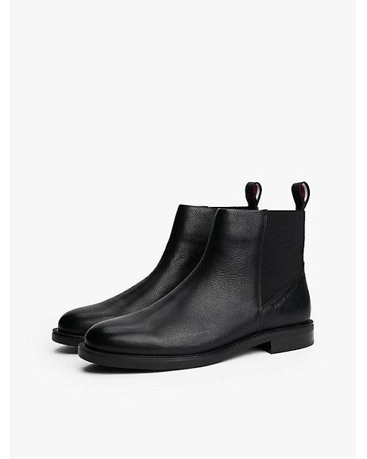 Tommy Hilfiger Leren Chelsea Boot Met Rits in het Black voor heren