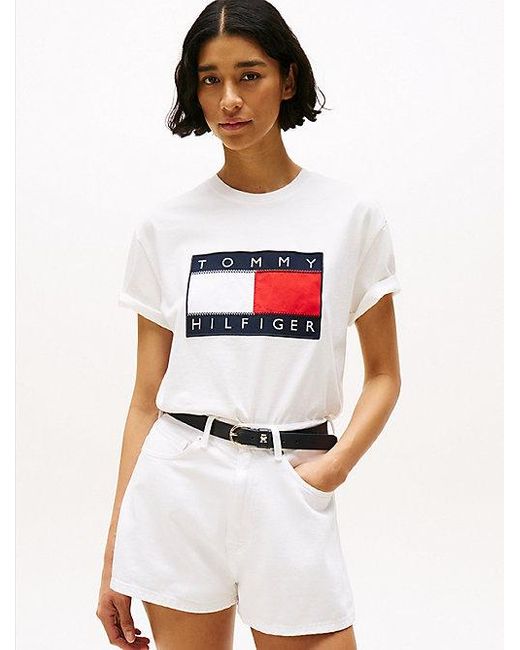 Tommy Hilfiger Hilfiger Sailing T-Shirt Met Vlagbadge in het White