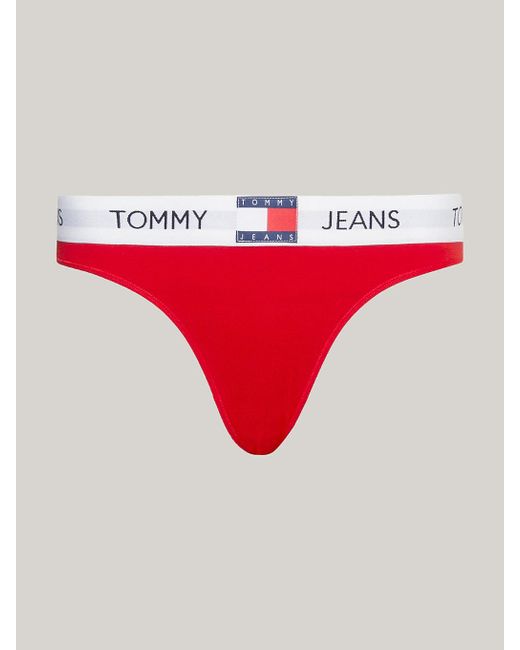 Tommy Hilfiger Red Heritage Repeat Logo Waistband Thong