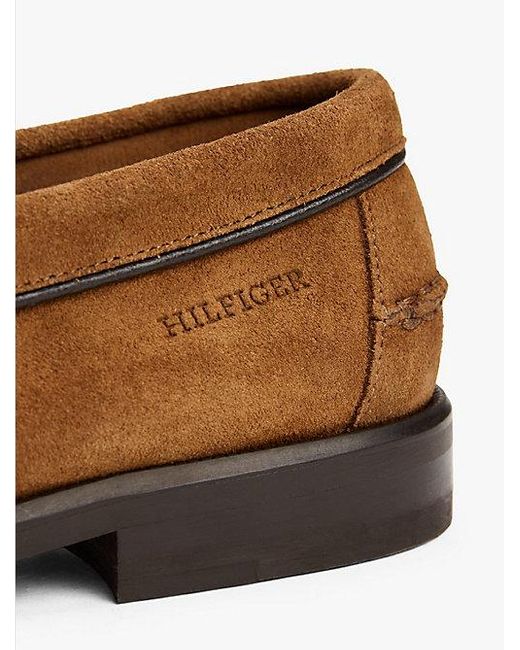 Tommy Hilfiger Suède Loafer Met Logo in het White voor heren