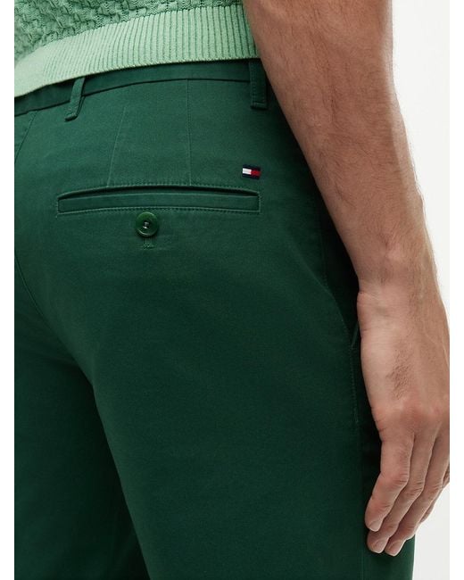 Tommy Hilfiger Green Denton Twill Straight Fit Chino Shorts for men