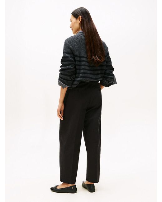 Tommy Hilfiger Black Barrel Leg Gabardine Trousers