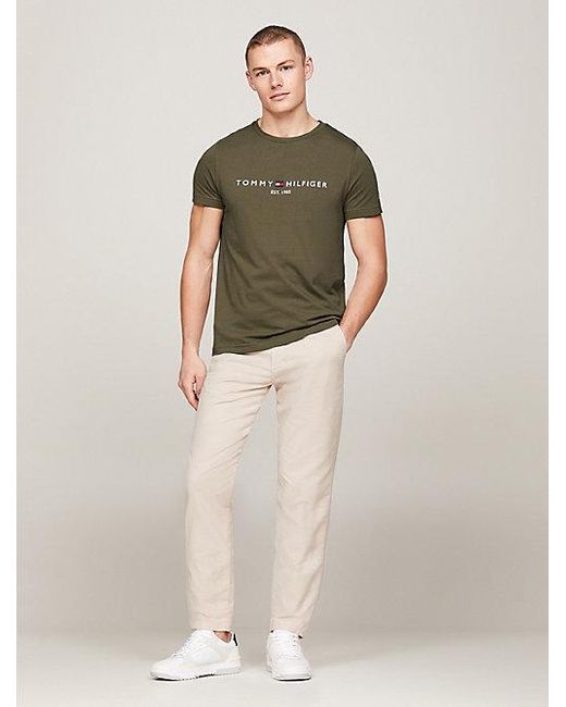 Tommy Hilfiger Slim Fit T-shirt Met Geborduurd Logo in het Green voor heren