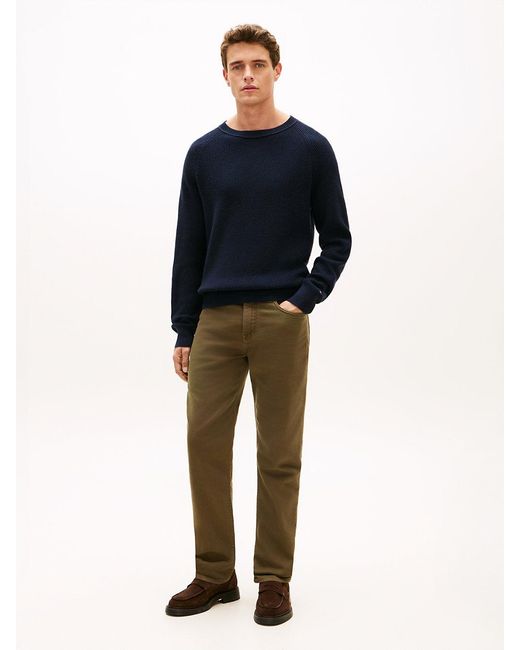 Tommy Hilfiger Blue Relaxed Wool Blend Fisherman Rib-Knit Jumper for men