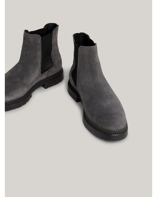 Tommy Hilfiger Black Suede Cleat Chelsea Boots for men