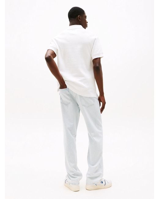 Polo Regular Fit Con Trama A Nido D'Ape di Tommy Hilfiger in White da Uomo