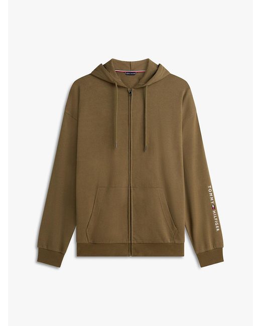 Tommy Hilfiger Green Th Original Terry Zip-Thru Lounge Hoody for men