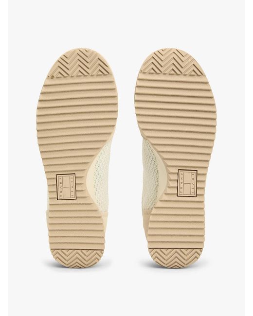 Tommy Hilfiger Natural Low Profile Mixed Texture Knit Trainers
