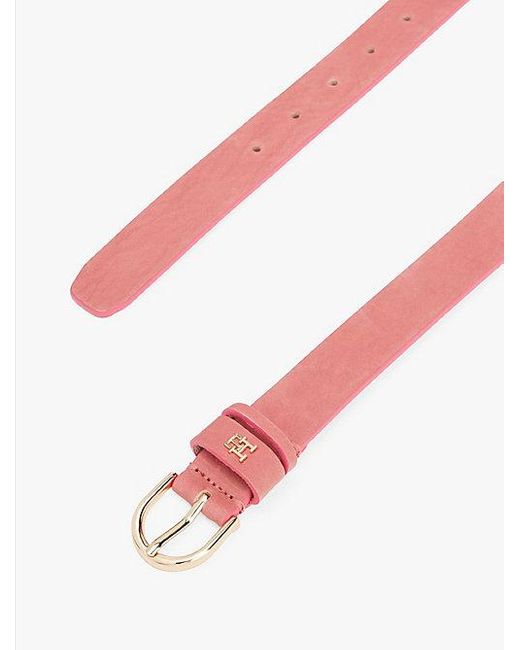Cinturón Con Monograma Th En Jacquard Tommy Hilfiger de color Pink