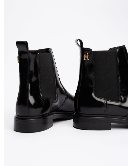 tommy hilfiger black patent boots