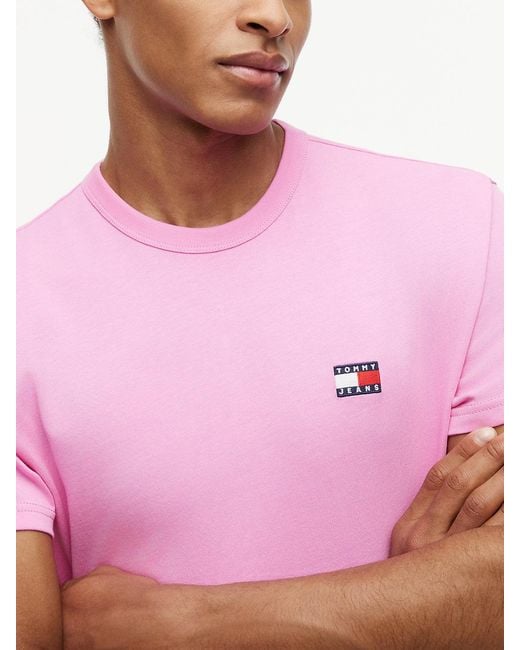 Tommy Hilfiger Pink Tommy Flag Crew Neck T-Shirt for men