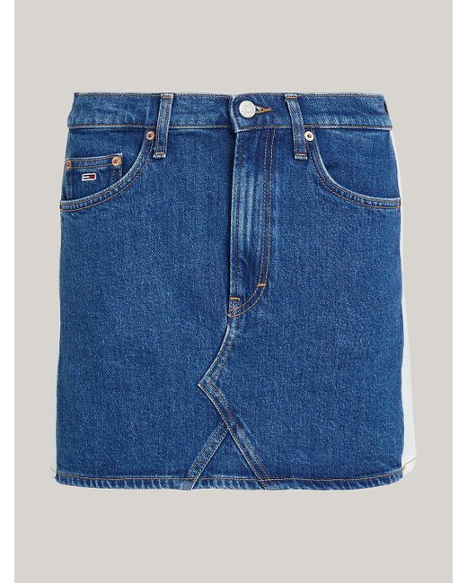 Tommy Hilfiger Blue Izzie Archive Contrast Panel Denim Mini Skirt