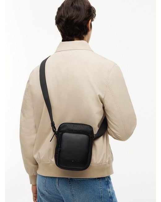 Tommy Hilfiger Black Flag Jacquard Crossbody Reporter Bag for men