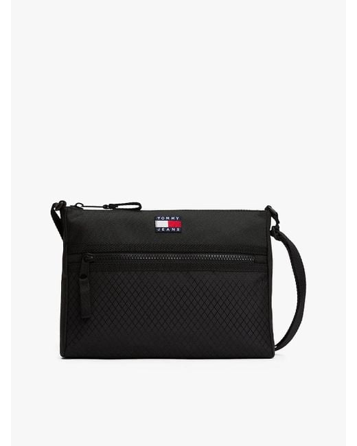 Pochette A Tracolla Con Trama A Rombi di Tommy Hilfiger in Black da Uomo