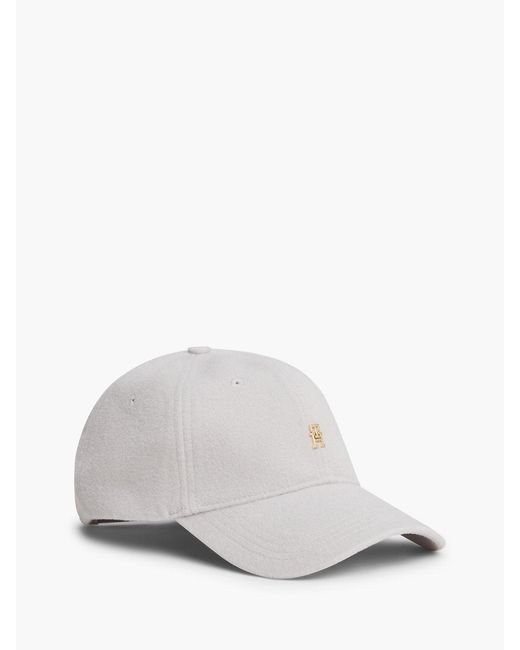 Tommy Hilfiger White Chic Th Monogram Pure Wool Baseball Cap
