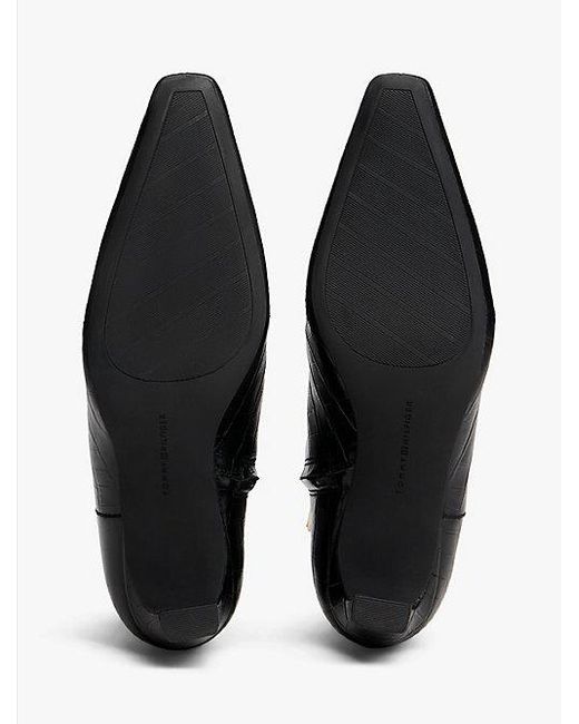 Botines De Piel Con Tacón Kitten Tommy Hilfiger de color Black