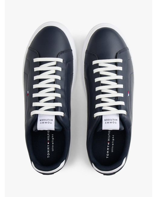 Tommy Hilfiger Blue Hilfiger Icon Leather Court Trainers for men