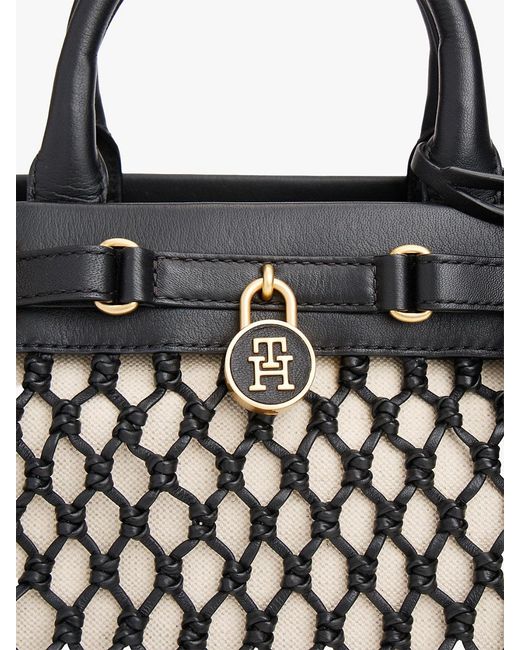 Tommy Hilfiger Black The American Icon Macrame Tote Bag