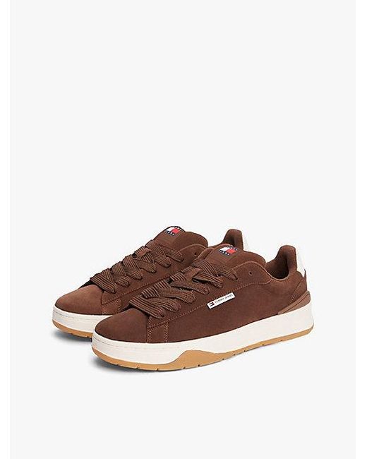 Tommy Hilfiger Suède Sneaker Met Getextureerde Tussenzool in het Brown voor heren