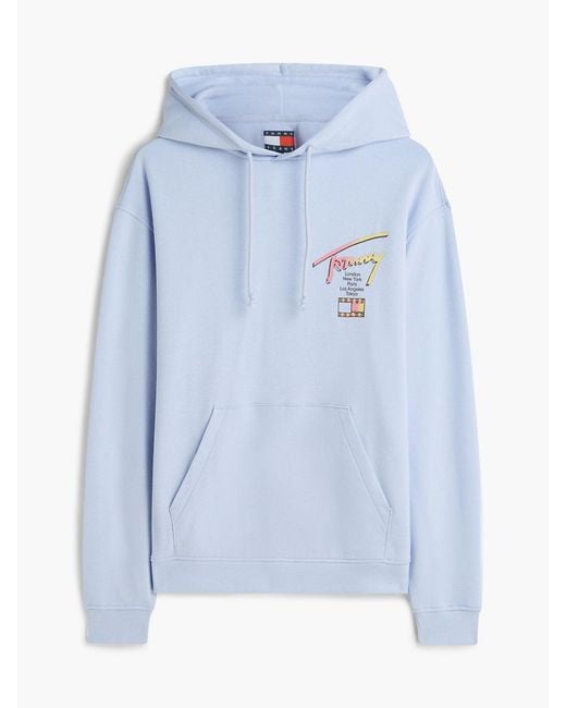 Tommy Hilfiger Blue Signature Back Logo Relaxed Hoody for men